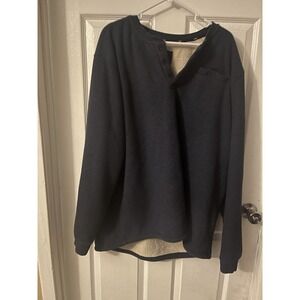 Lee Men's Navy Cream Regular Fit Waffle-Knit Pullover Sweater Henley Sherpa XXL